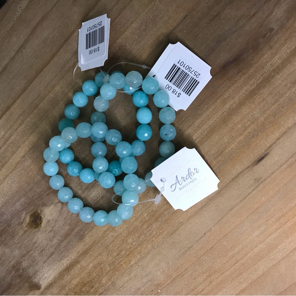 Set of 3 Stackable Glass Stretchy Bracelets NWT